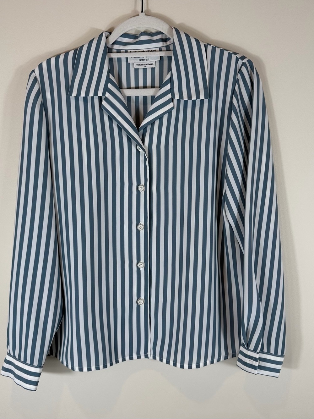 Haberdashers Striped Button-Down Blouse - Blue & White Size 10P